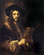 Portrait of a young madn holding a book Rembrandt van rijn